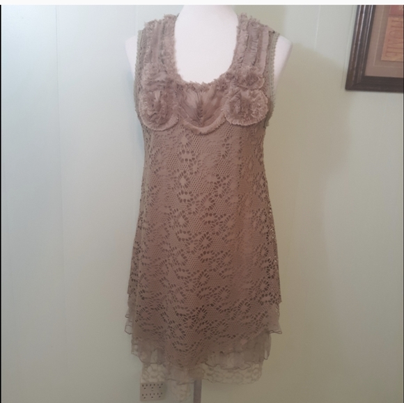 Pretty angel linen layered lace tunic top sz small *D4 - Picture 11 of 11